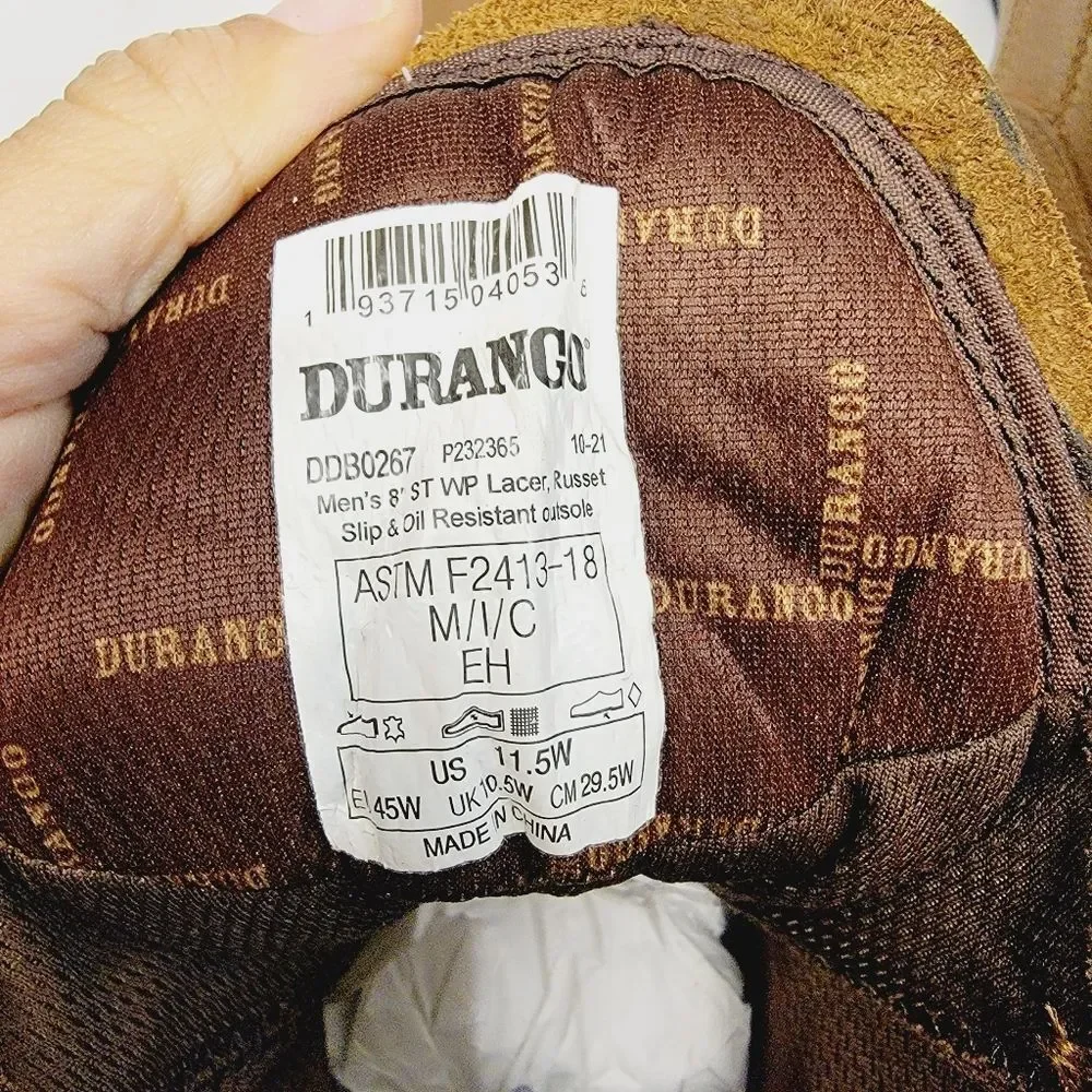 NWT DURANGO Men’s 8” Russet Waterproof Maverick XP Lacer Boot Size 11.5